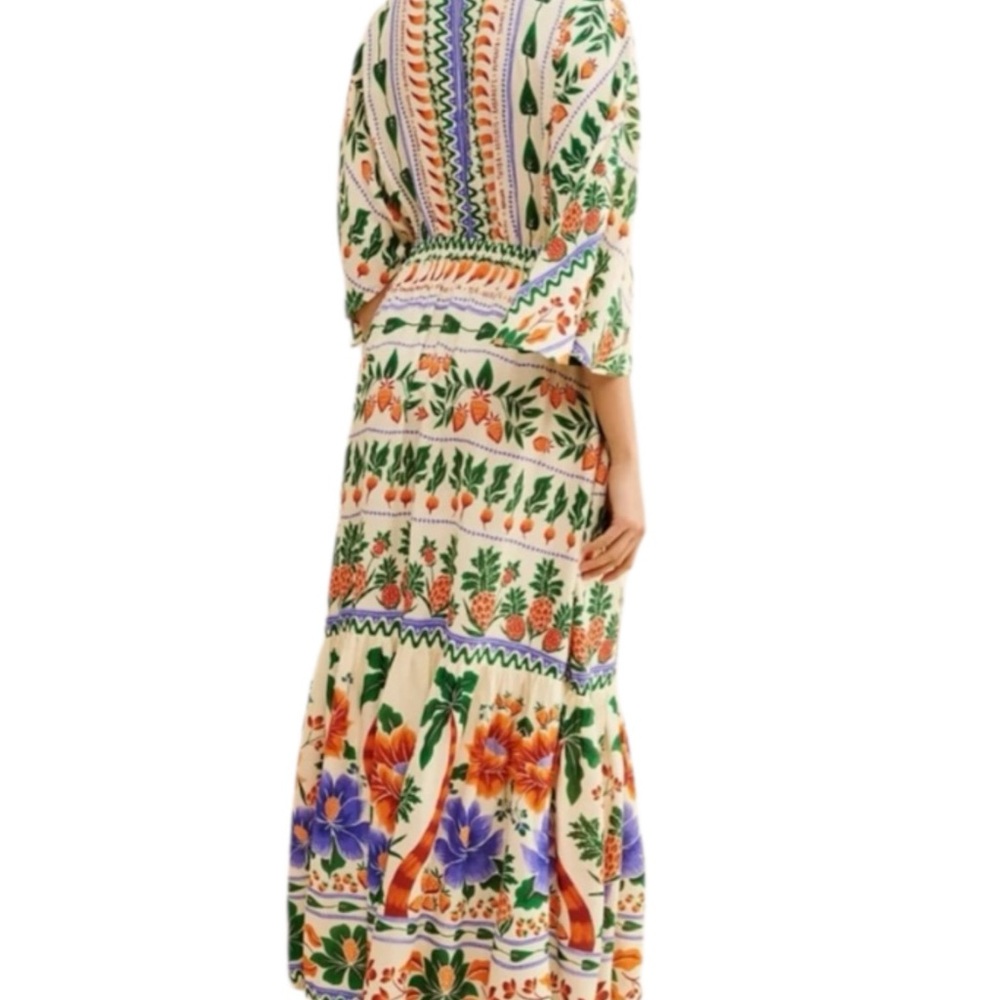 FARM Rio size large v neck kaftan maxi cut out cream dress Anthropologie - Picture 14 of 16